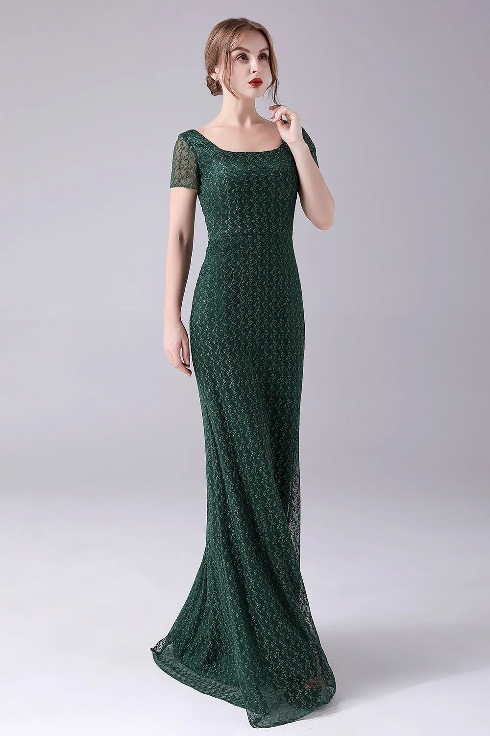Dark Green Mermaid Square Neck Long Mother Of the Bride Dress sold by Wedtrend product image thumbnail 3