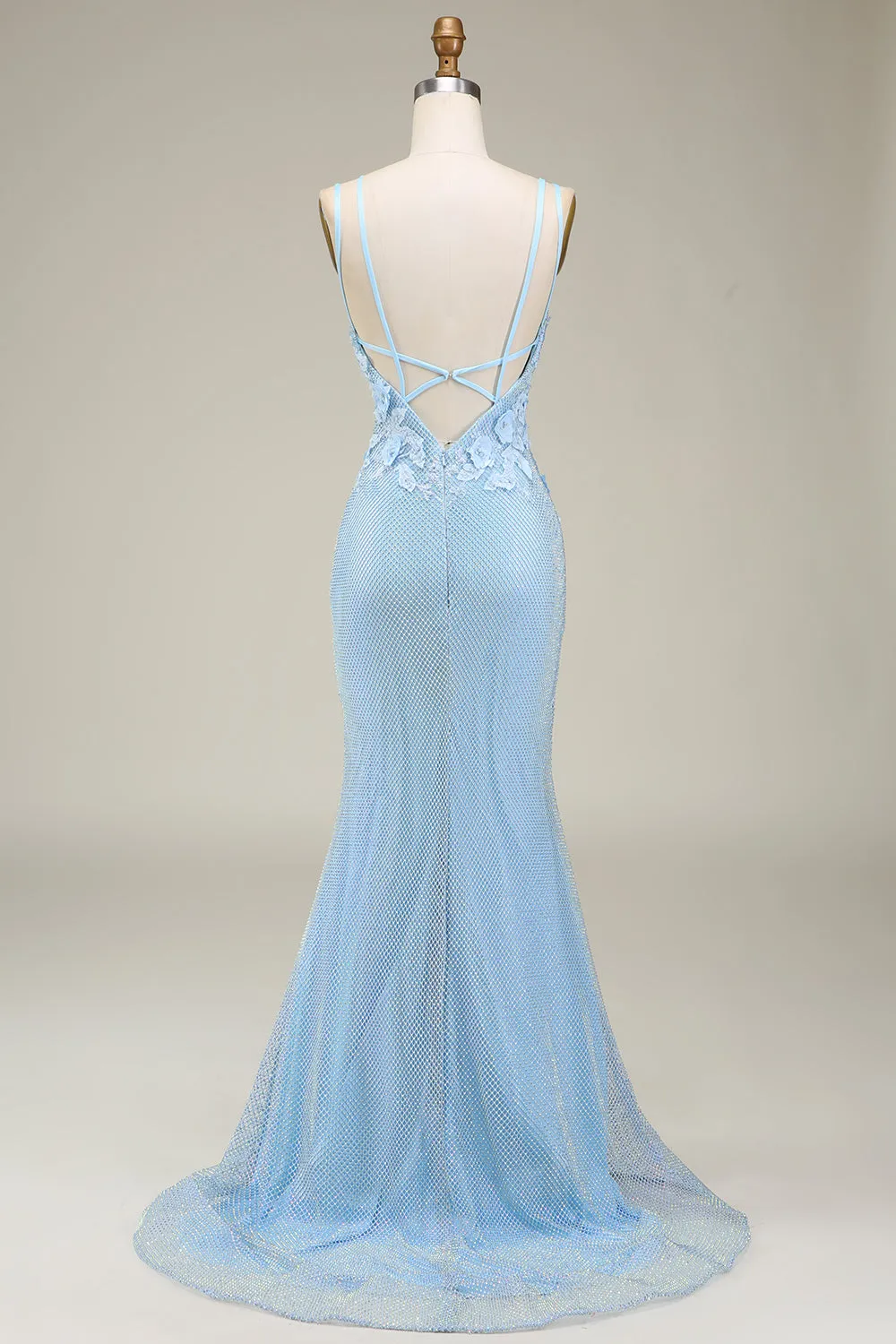 Stylish Light Blue Mermaid Long Prom Dress with Appliques sold by Wedtrend product image thumbnail 2