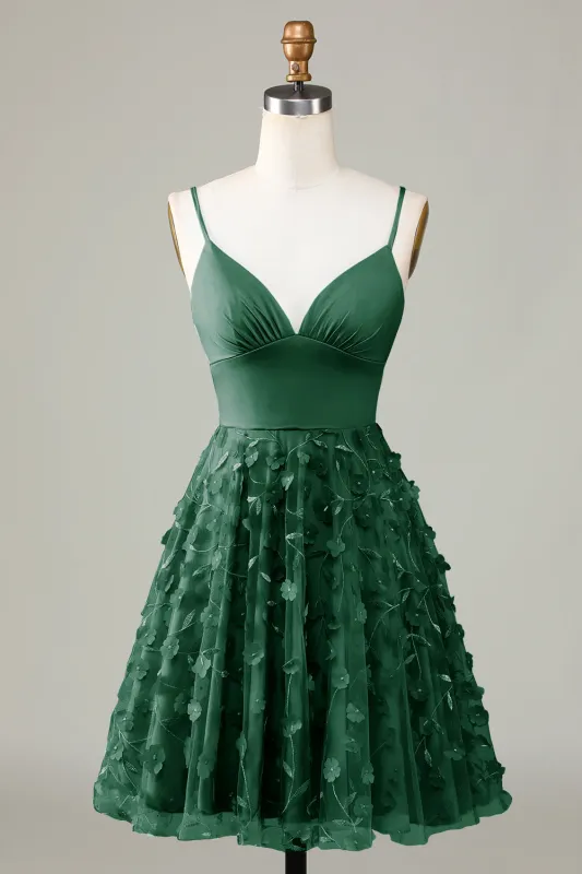 A-Line Spaghetti Straps Short Homecoming Dress With Appliques sold by Wedtrend