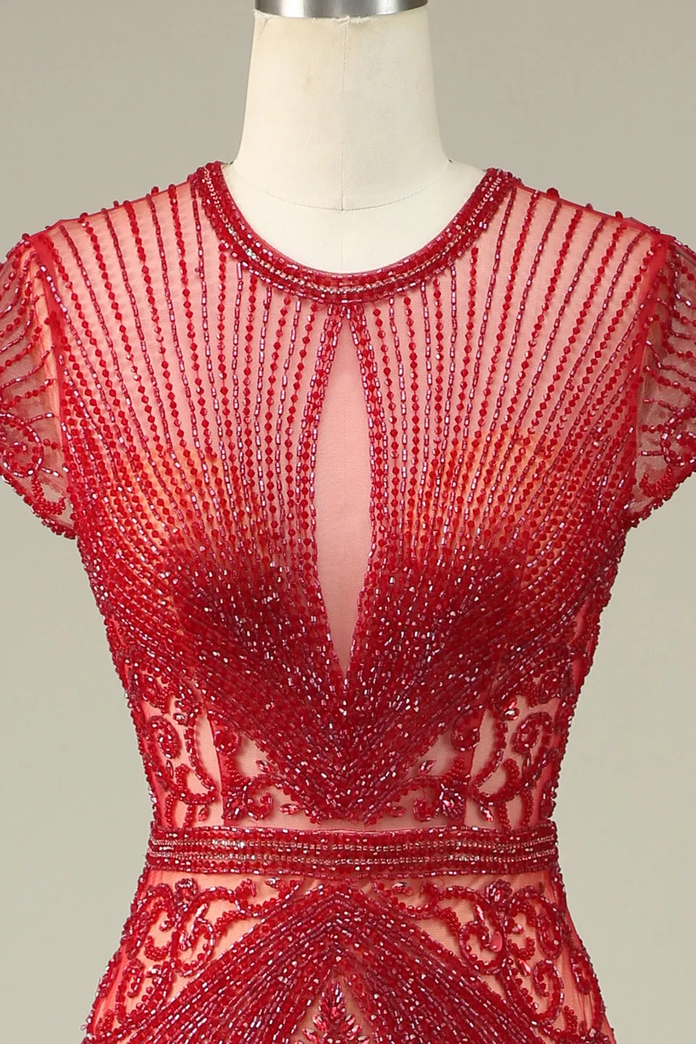 Gorgeous Burgundy Mermaid Jewel Neck Prom Dress with Beading sold by Wedtrend product image thumbnail 4