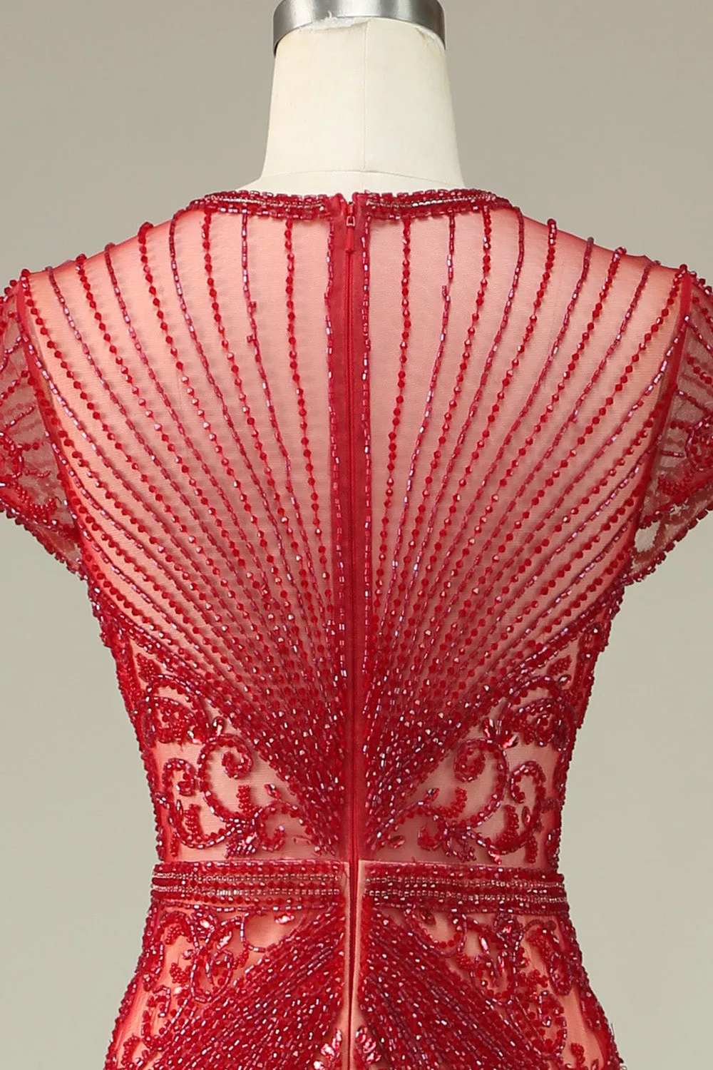 Gorgeous Burgundy Mermaid Jewel Neck Prom Dress with Beading sold by Wedtrend product image thumbnail 5