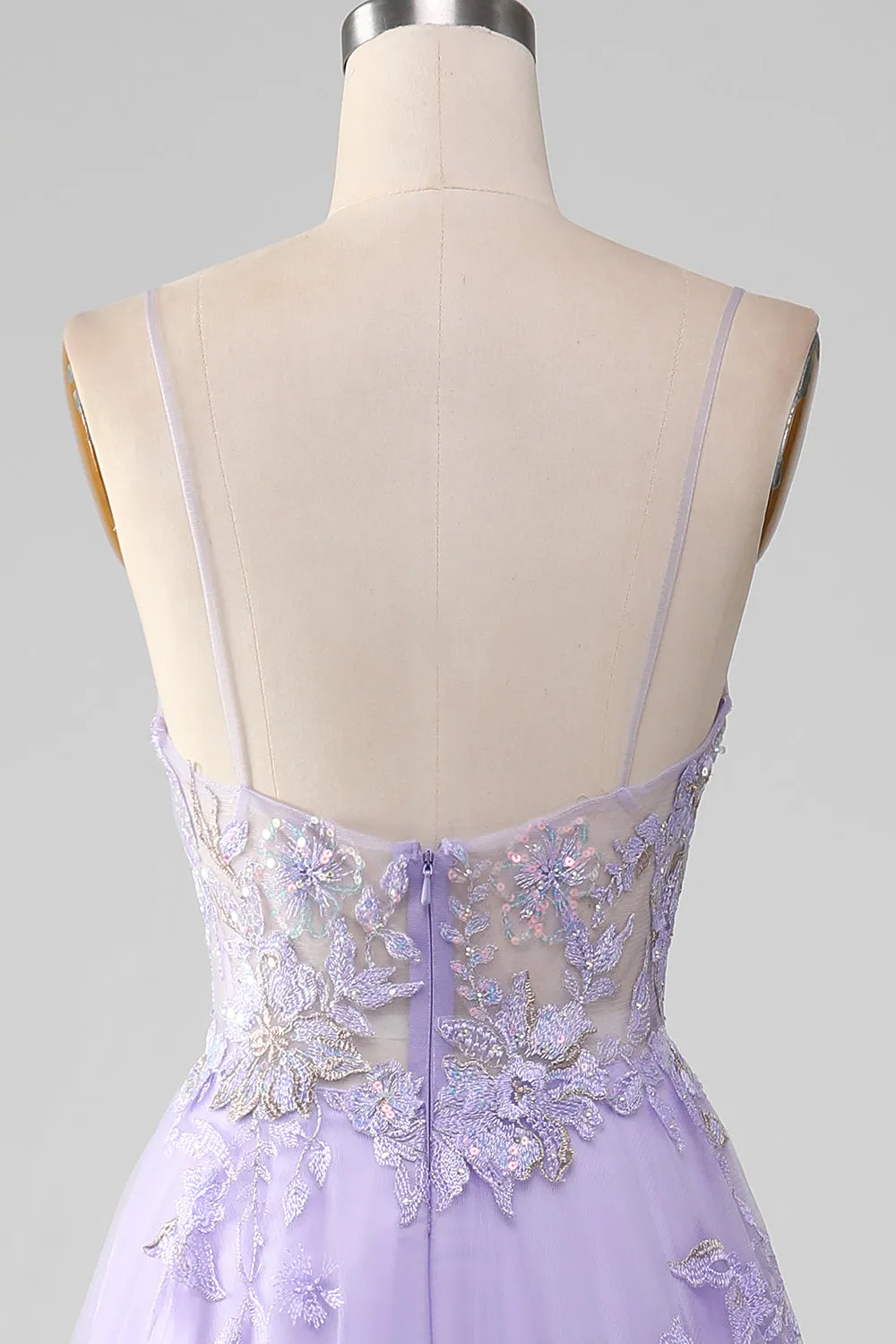 Purple A Line Spaghetti Straps Sparkly Prom Dress With Beading sold by Wedtrend product image thumbnail 5