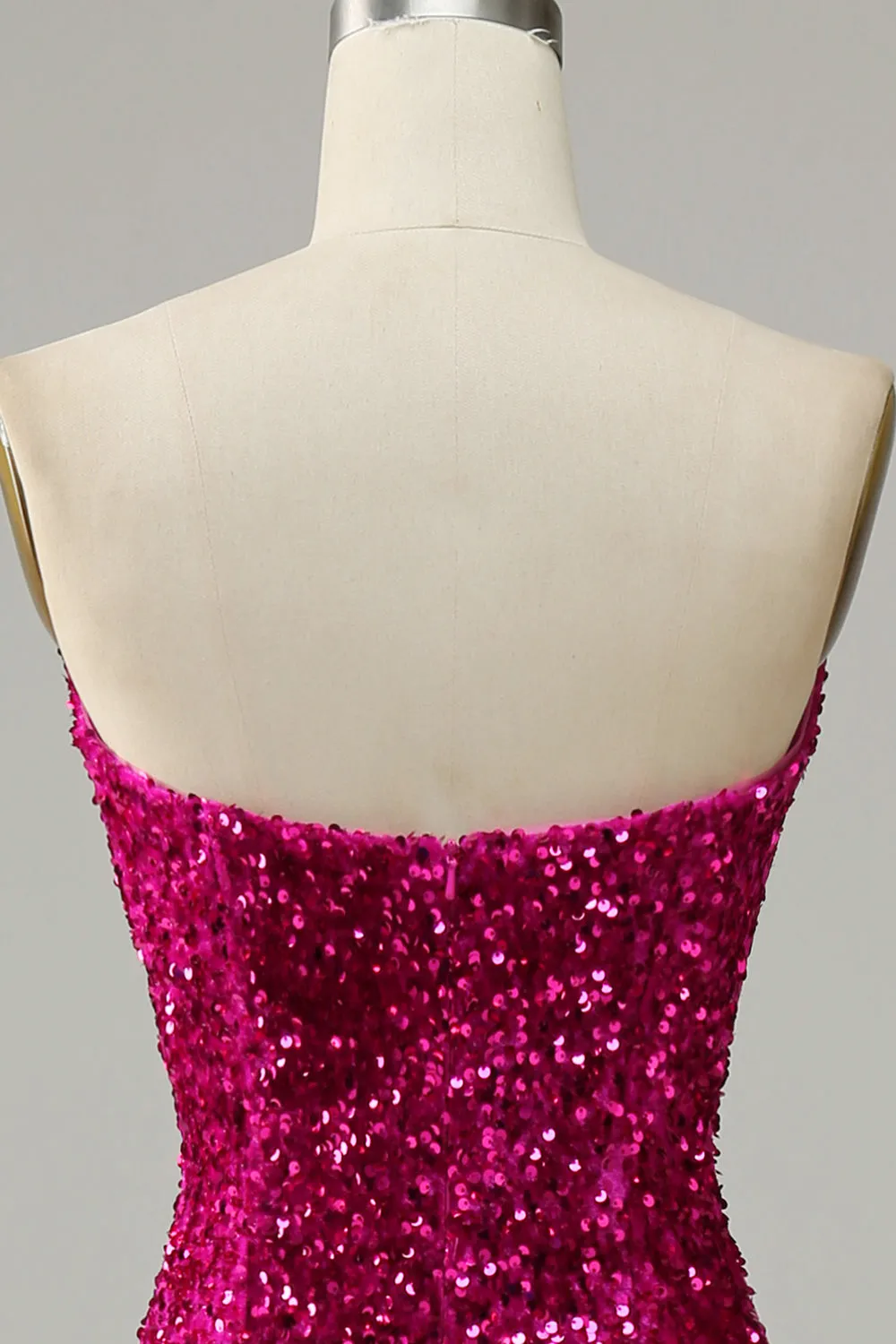 Fuchsia Mermaid Sweetheart Neck Sequined Prom Dress With Sweep Train sold by Wedtrend product image thumbnail 5