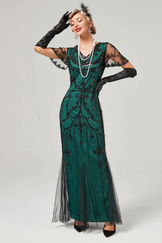 Dark Green Mermaid Round Neck Long Sequins Party Dress made by Wedtrend