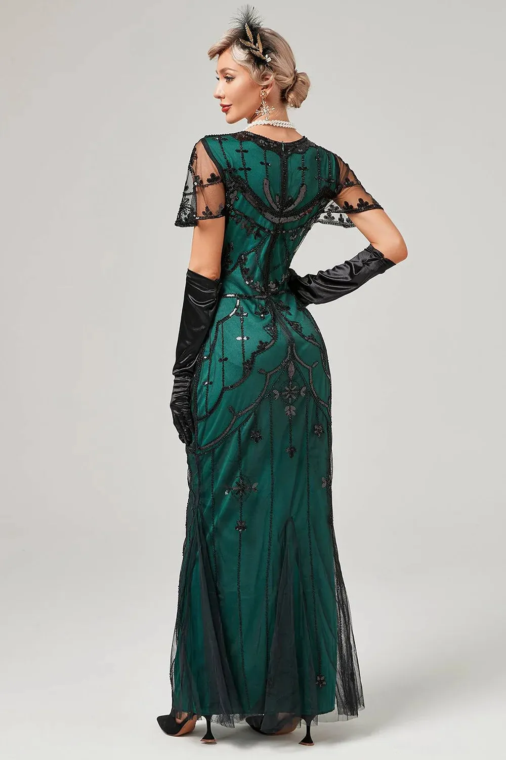 Dark Green Mermaid Round Neck Long Sequins Party Dress sold by Wedtrend product image thumbnail 2