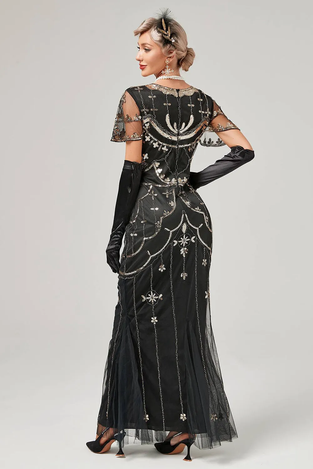 Black Mermaid Sequins Long Holiday Party Dress sold by Wedtrend product image thumbnail 2