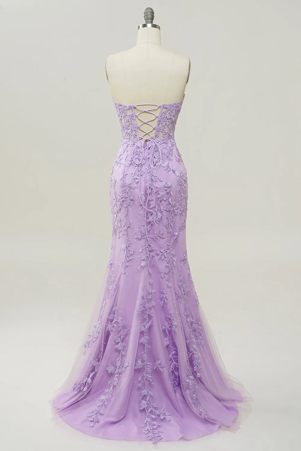 Purple Mermaid Sweetheart Neck Prom Dress With Appliques sold by Wedtrend product image thumbnail 2
