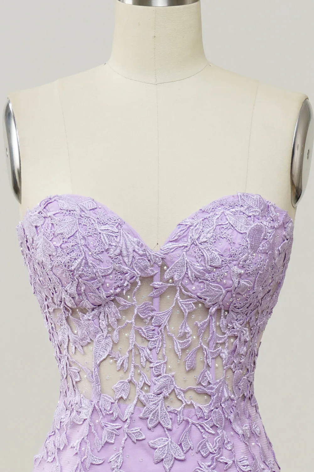 Purple Mermaid Sweetheart Neck Prom Dress With Appliques sold by Wedtrend product image thumbnail 4
