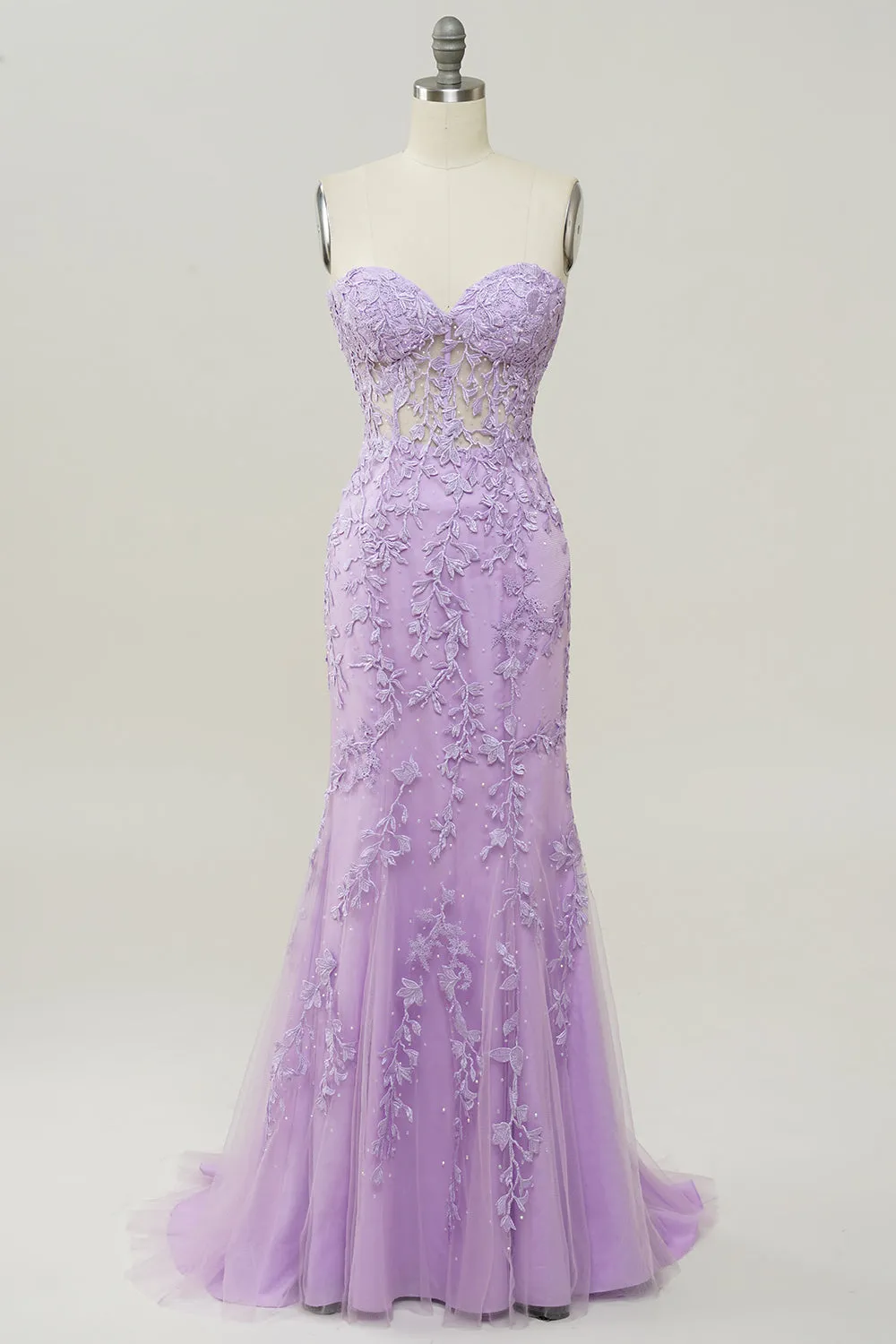 Purple Mermaid Sweetheart Neck Prom Dress With Appliques sold by Wedtrend