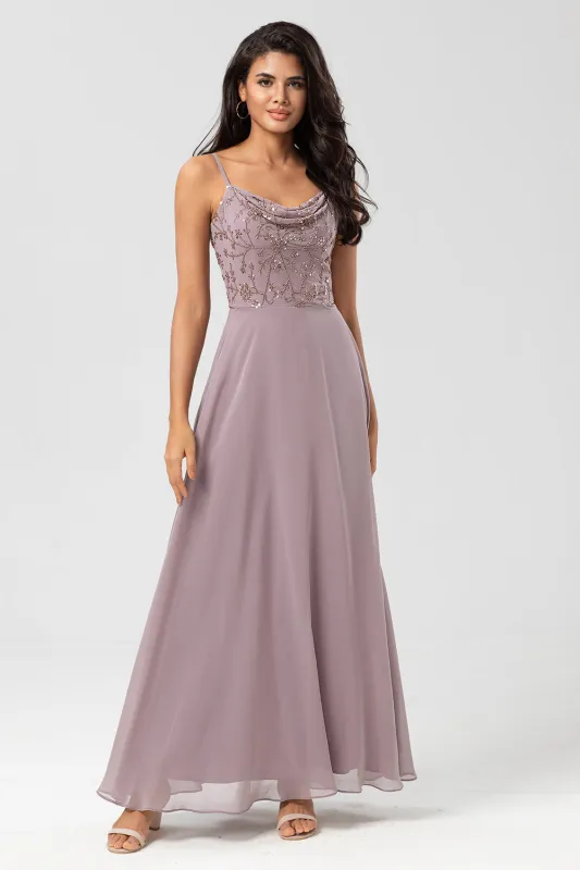 A-Line Spaghetti Straps Chiffon Bridesmaid Dress With Beading sold by Wedtrend