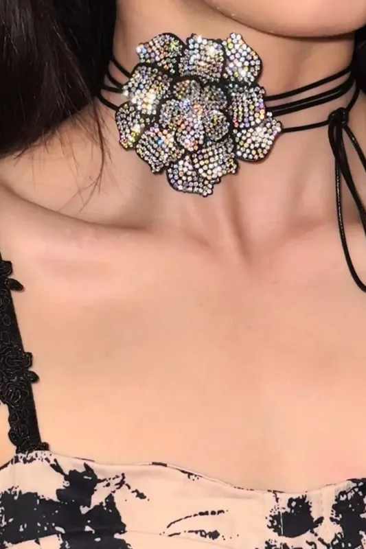 Sparkling Rhinestones Camellia Collar sold by Wedtrend
