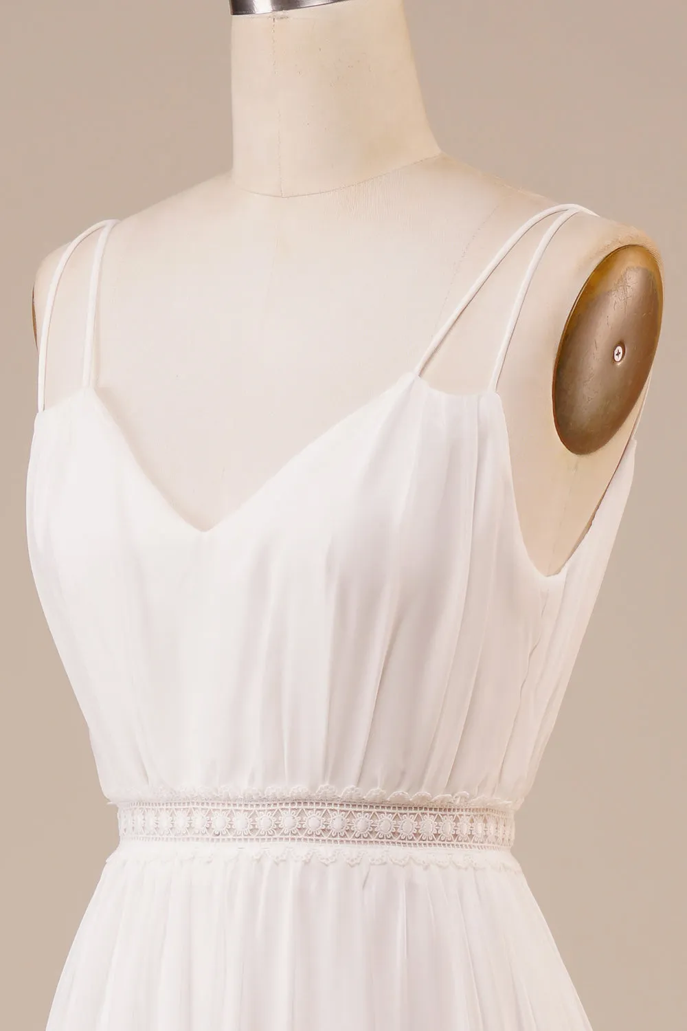 Ivory A Line Spaghetti Straps Long Wedding Dress sold by Wedtrend product image thumbnail 5