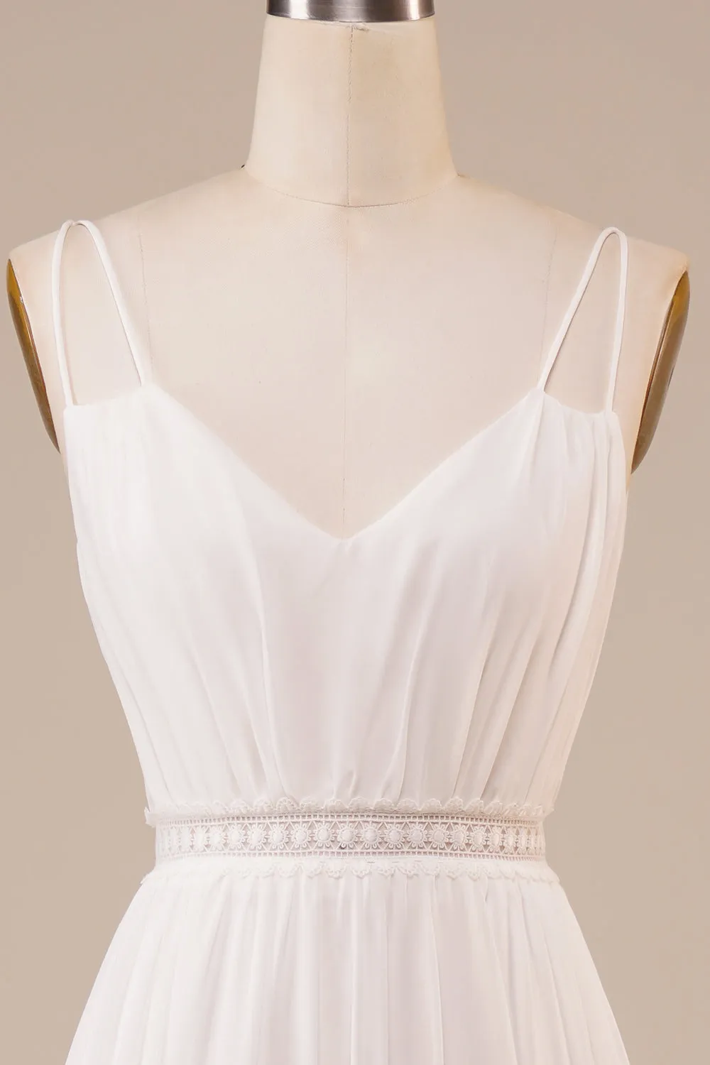 Ivory A Line Spaghetti Straps Long Wedding Dress sold by Wedtrend product image thumbnail 4