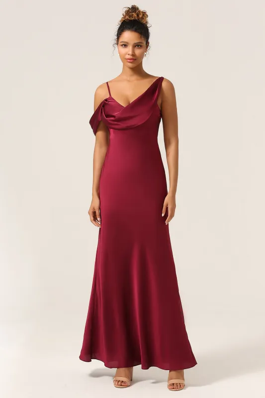 Cabemet Mermaid Floor Length Satin Bridesmaid Dress With Sleeveless sold by Wedtrend