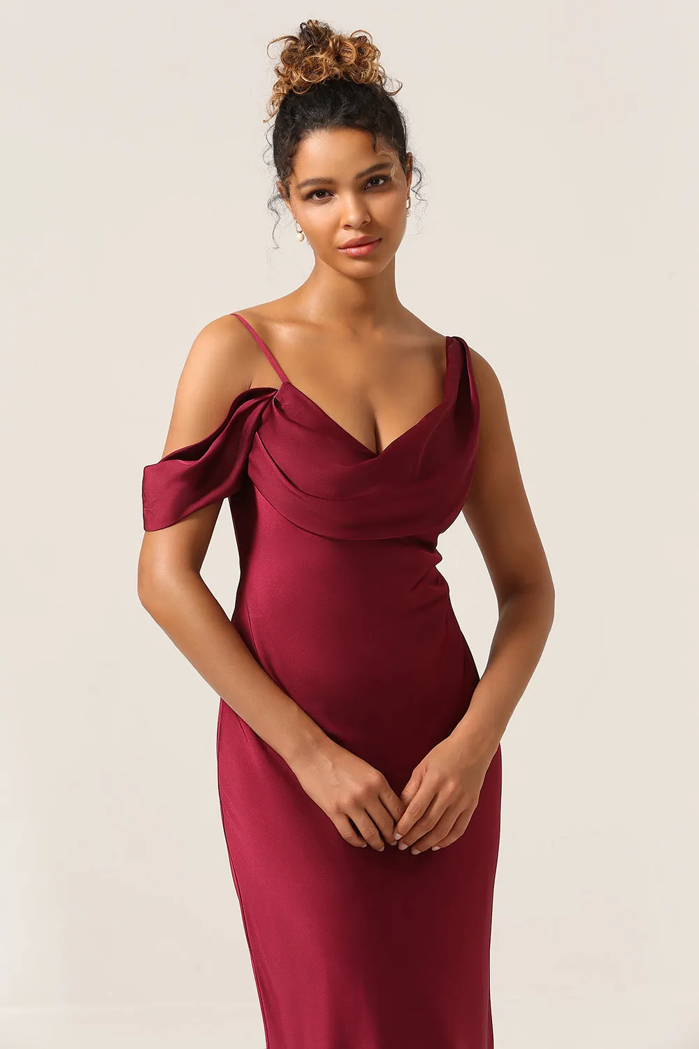 Cabemet Mermaid Floor Length Satin Bridesmaid Dress With Sleeveless sold by Wedtrend product image thumbnail 5