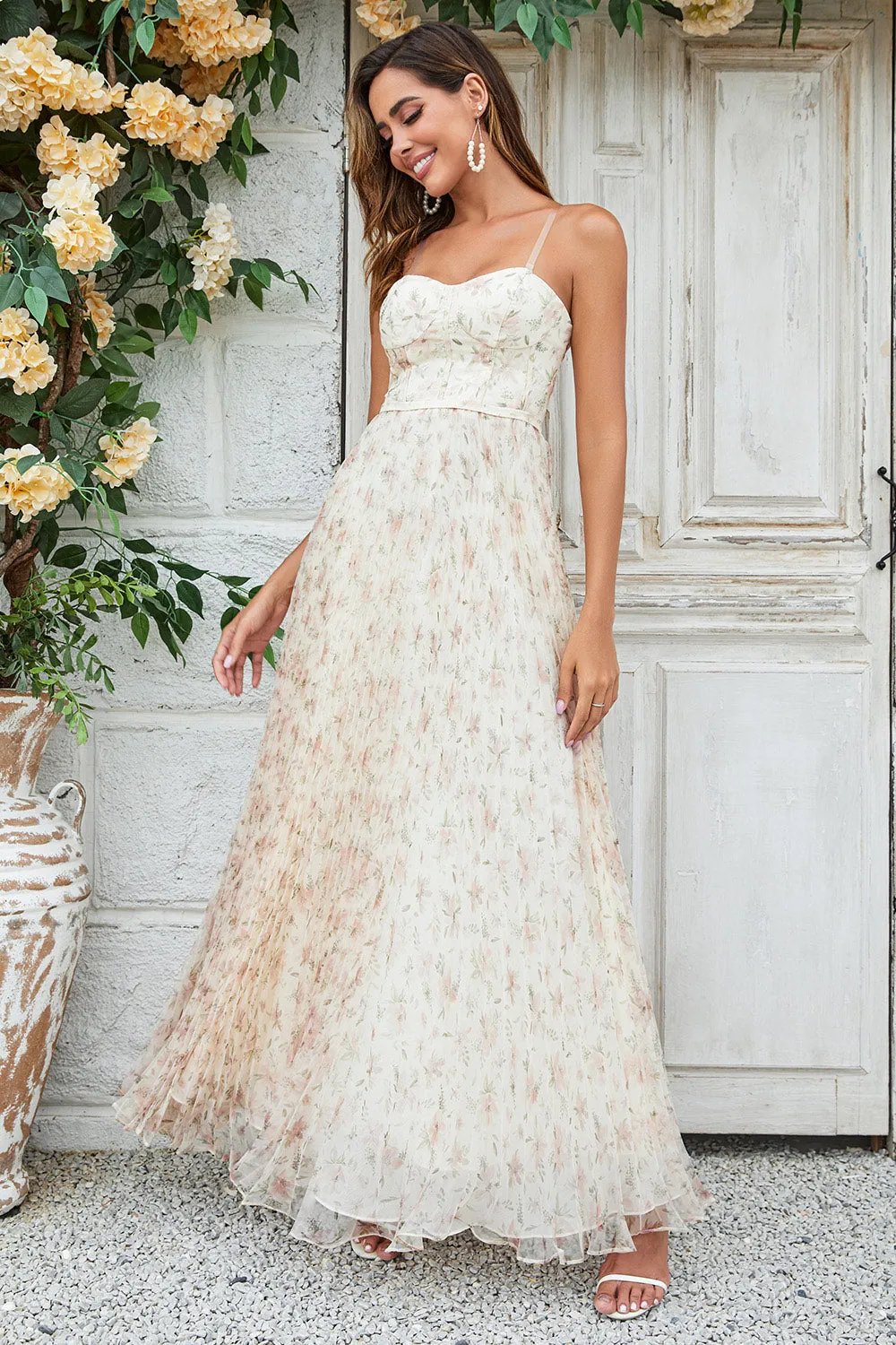 Champagne A-Line Sweetheart Flower Floor Length Wedding Party Dress sold by Wedtrend product image thumbnail 3