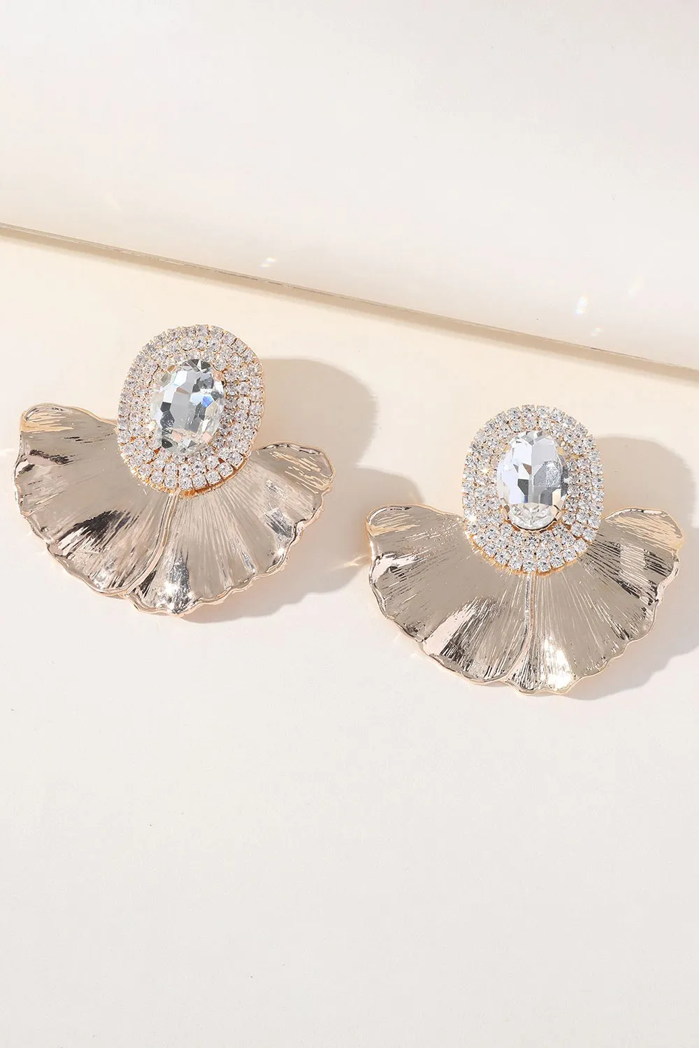 Oval Rhinestones Sparkly Floral Earrings sold by Wedtrend product image thumbnail 5