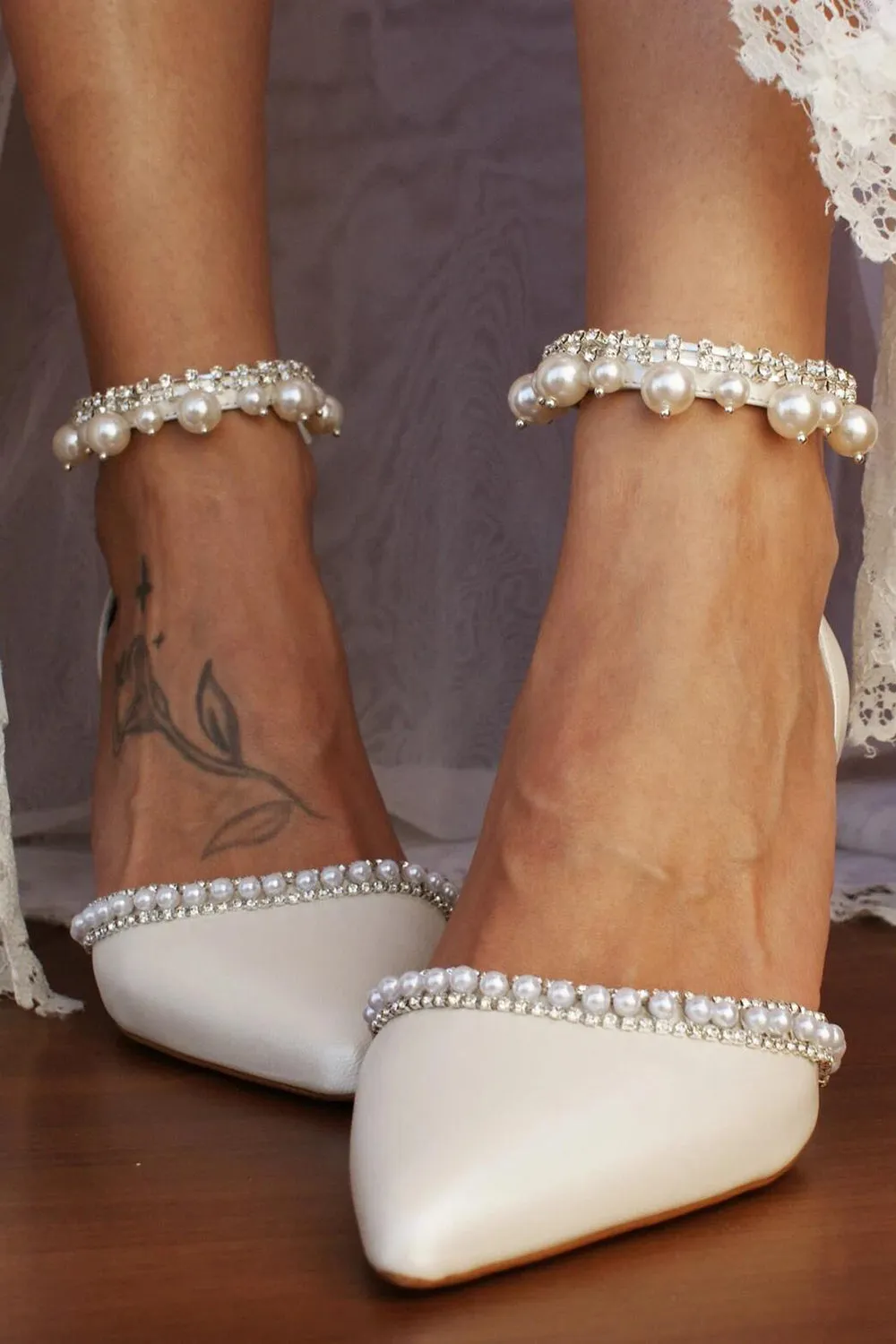 Faux Leather Flat Heel Wedding Flats Bridal Shoes Pearl Wedding Beach Shoes sold by Wedtrend