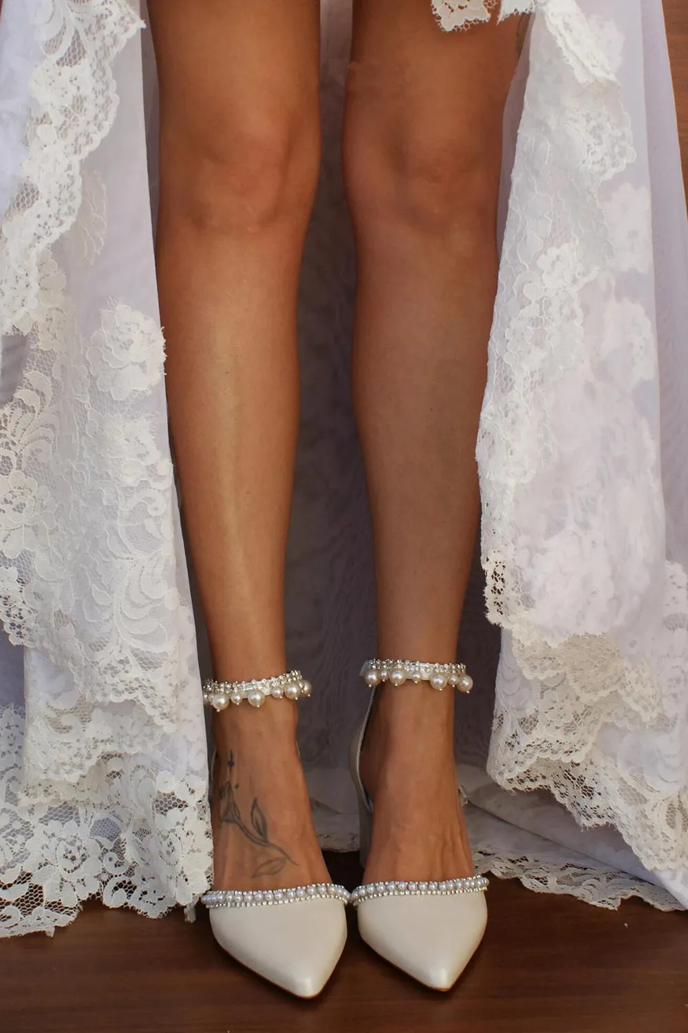 Faux Leather Flat Heel Wedding Flats Bridal Shoes Pearl Wedding Beach Shoes sold by Wedtrend product image thumbnail 3