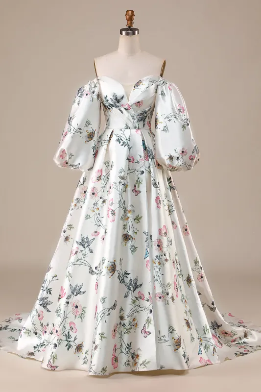 Ball-Gown/Princess A Line Sweetheart Court Train Wedding Dress with Slit made by Wedtrend