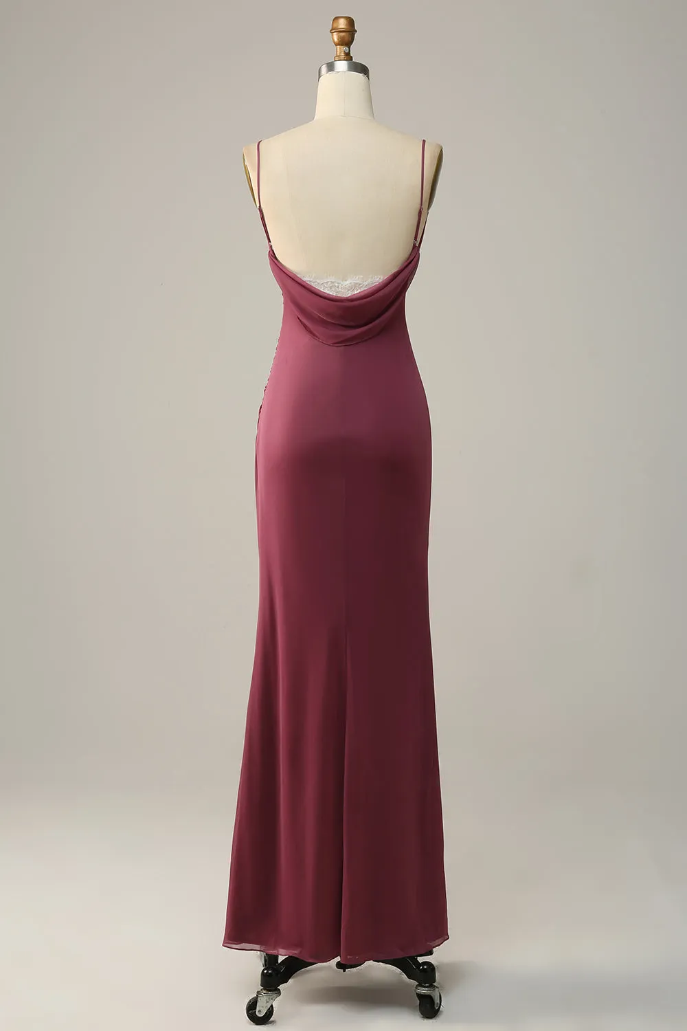 Desert Rose Sheath Spaghetti Straps Draped Chiffon Bridesmaid Dress sold by Wedtrend product image thumbnail 4