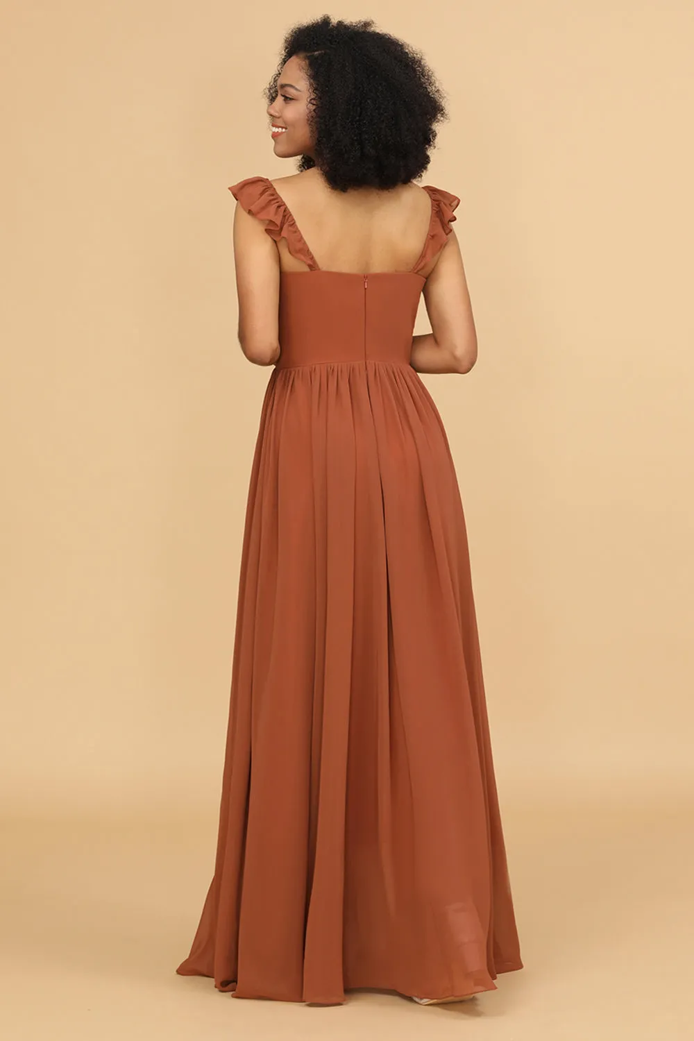 A-Line Floor Length Chiffon Bridesmaid Dress With Ruffles sold by Wedtrend product image thumbnail 2
