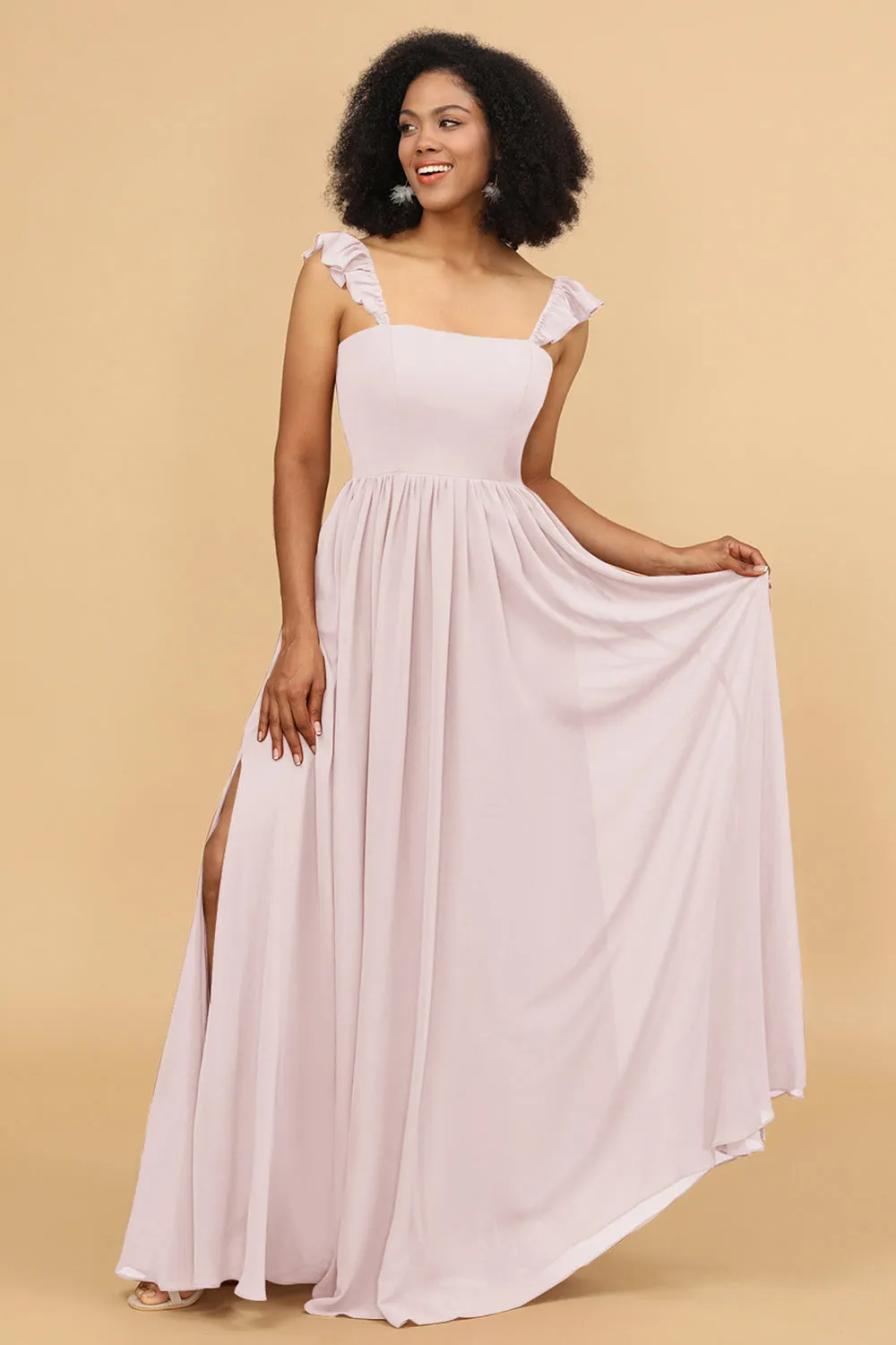 A-Line Floor Length Chiffon Bridesmaid Dress With Ruffles sold by Wedtrend product image thumbnail 4