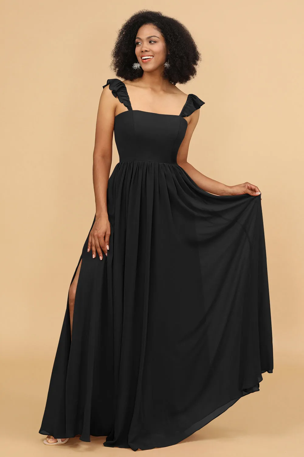 A-Line Floor Length Chiffon Bridesmaid Dress With Ruffles sold by Wedtrend product image thumbnail 3