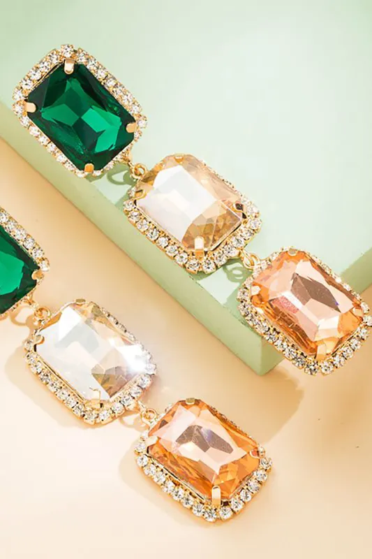 Green Rhinestone Beaded Party Earrings made by Wedtrend