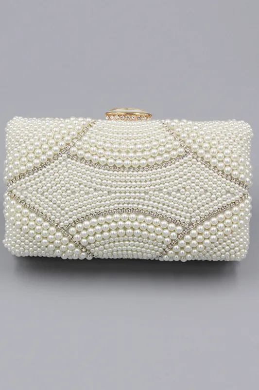Ivory Beaded Pearls Party Clutch sold by Wedtrend