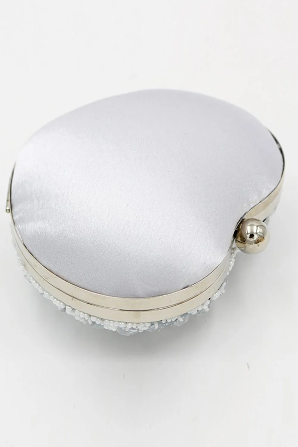 Silver Beaded Heart Shaped Party Clutch sold by Wedtrend product image thumbnail 2