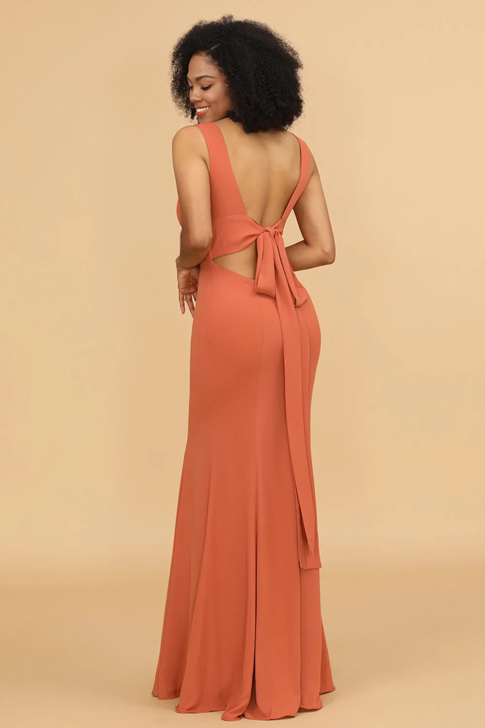 Sunset Mermaid V-neck Bridesmaid Dress With Ruffles sold by Wedtrend product image thumbnail 2
