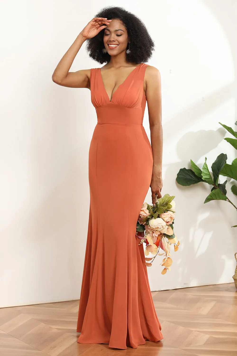 Sunset Mermaid V-neck Bridesmaid Dress With Ruffles sold by Wedtrend product image thumbnail 5