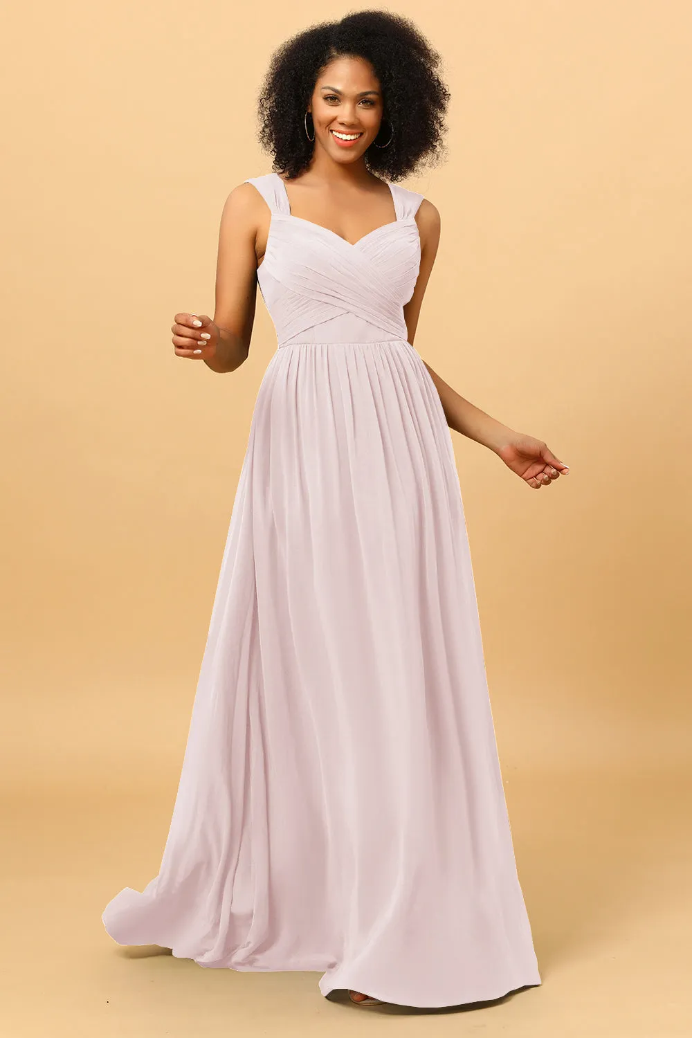 A Line Sweetheart Chiffon Floor Length Bridesmaid Dress with Heart Shaped Open Back sold by Wedtrend product image thumbnail 4