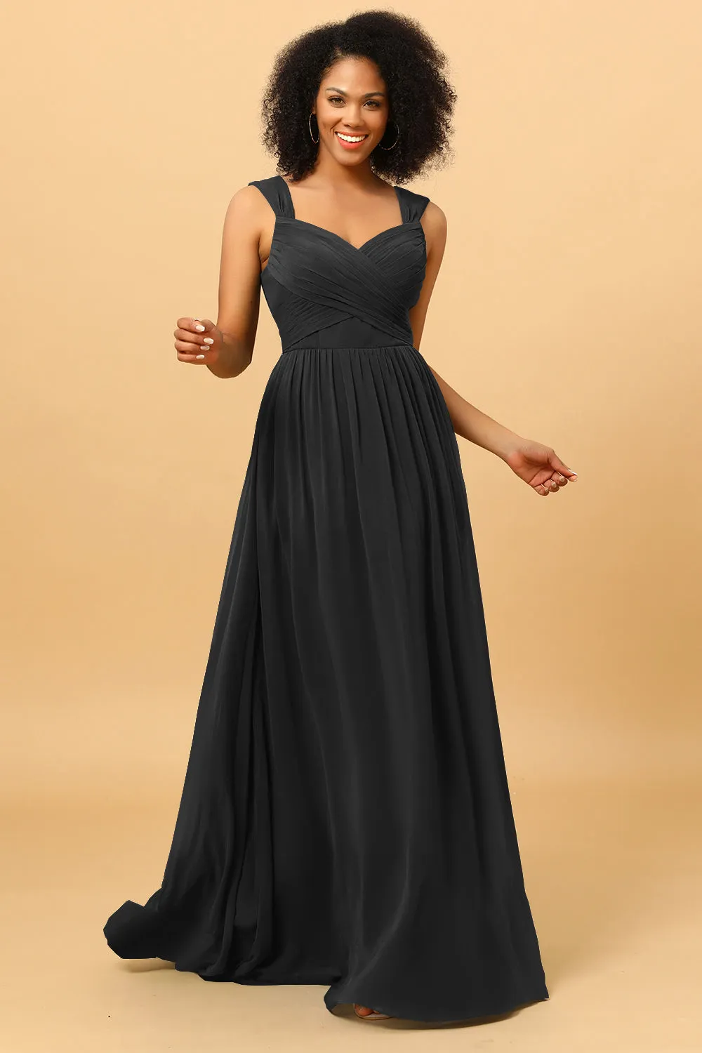 A Line Sweetheart Chiffon Floor Length Bridesmaid Dress with Heart Shaped Open Back sold by Wedtrend product image thumbnail 3