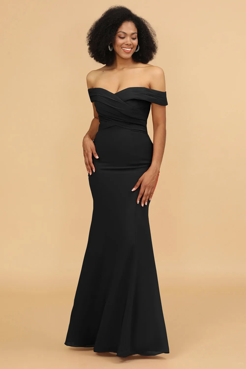 Off the Shoulder Mermaid Ruched Chiffon Bridesmaid Dress sold by Wedtrend product image thumbnail 3
