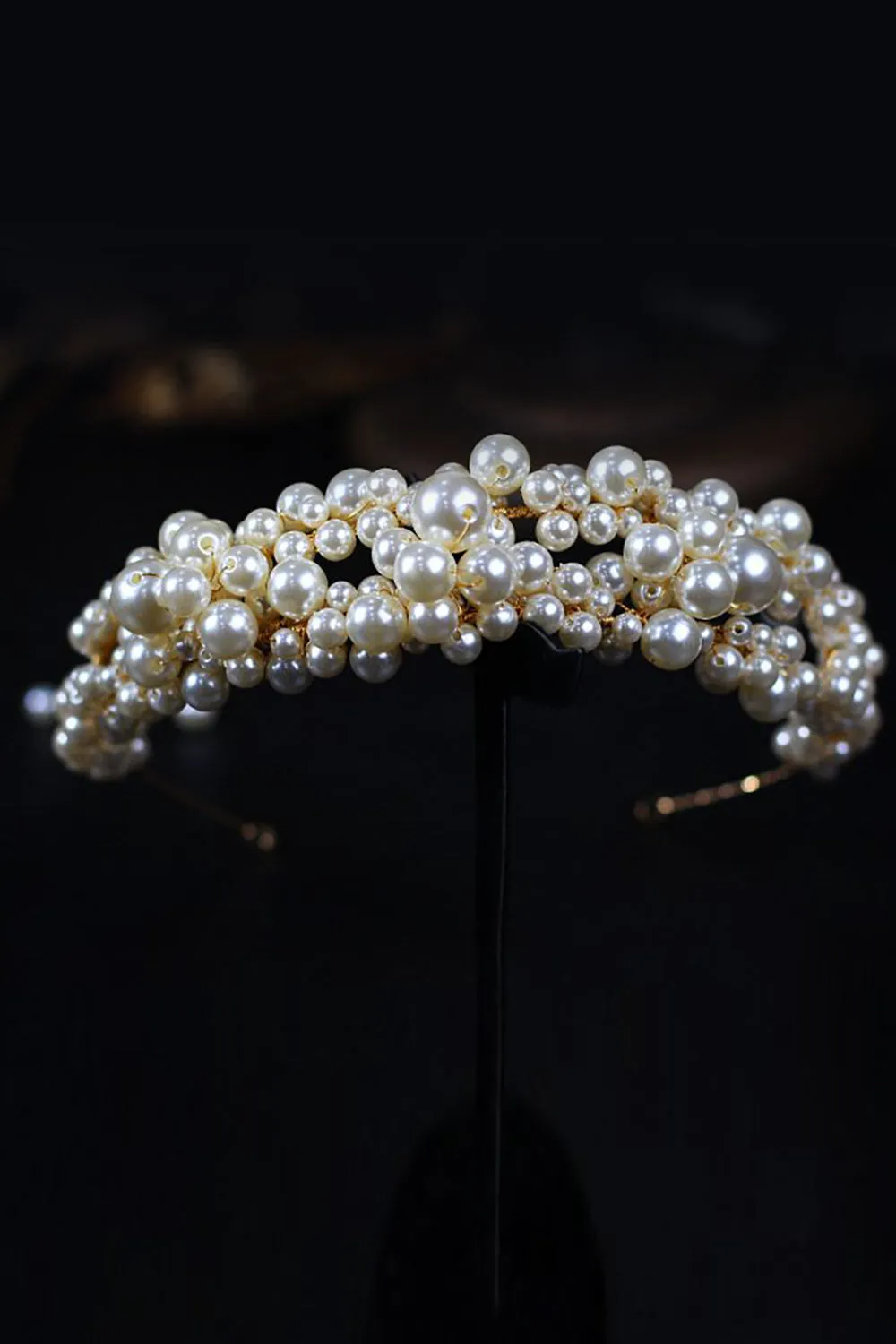 White Imitation Pearls Bridal Headband sold by Wedtrend product image thumbnail 4