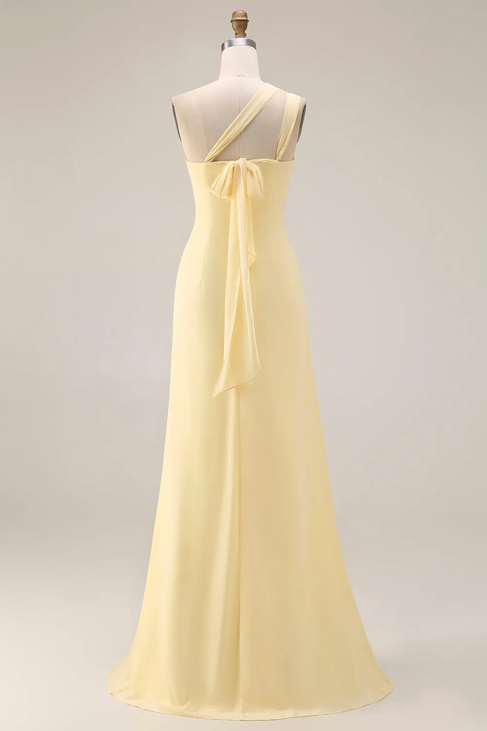 Lemon Sorbet A Line Chiffon Convertible Long Bridesmaid Dress with Slit sold by Wedtrend product image thumbnail 2