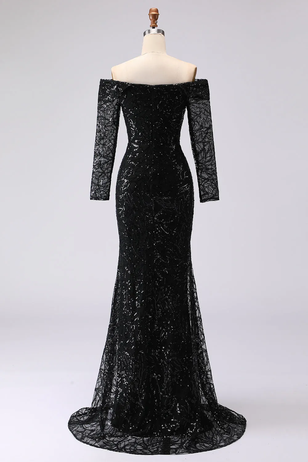 Off The Shoulder Black Sheath Mesh Lace Formal Dress sold by Wedtrend product image thumbnail 2