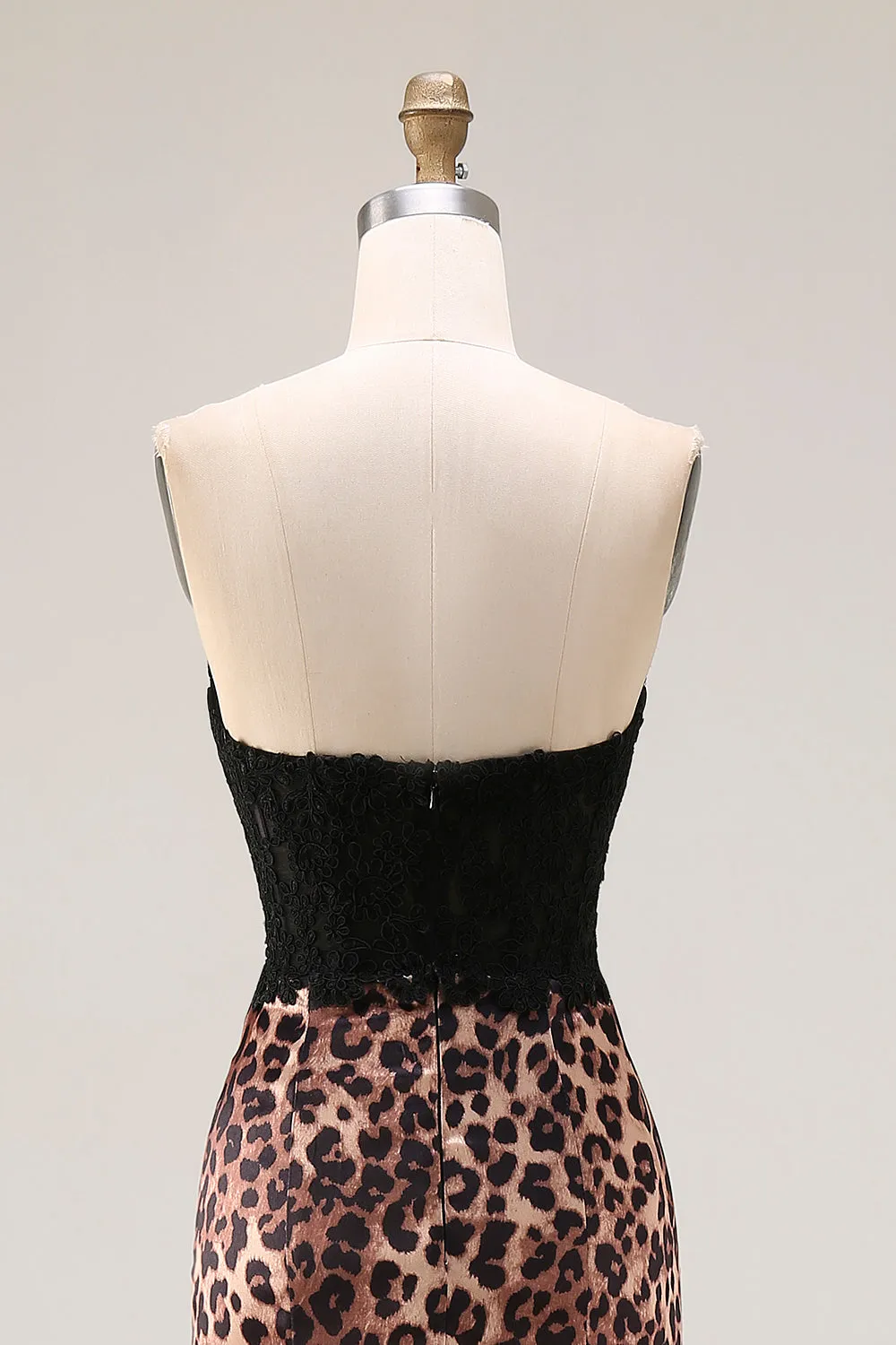 Brown Leopard Sweetheart Mermaid Long Prom Dress with Bow sold by Wedtrend product image thumbnail 5