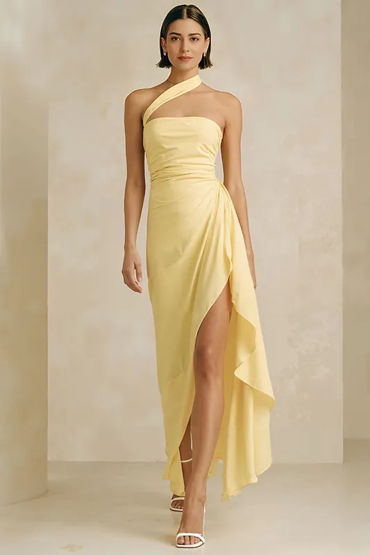 Daffodil Strapless A Line Wedding Guest Dress with Slit made by Wedtrend