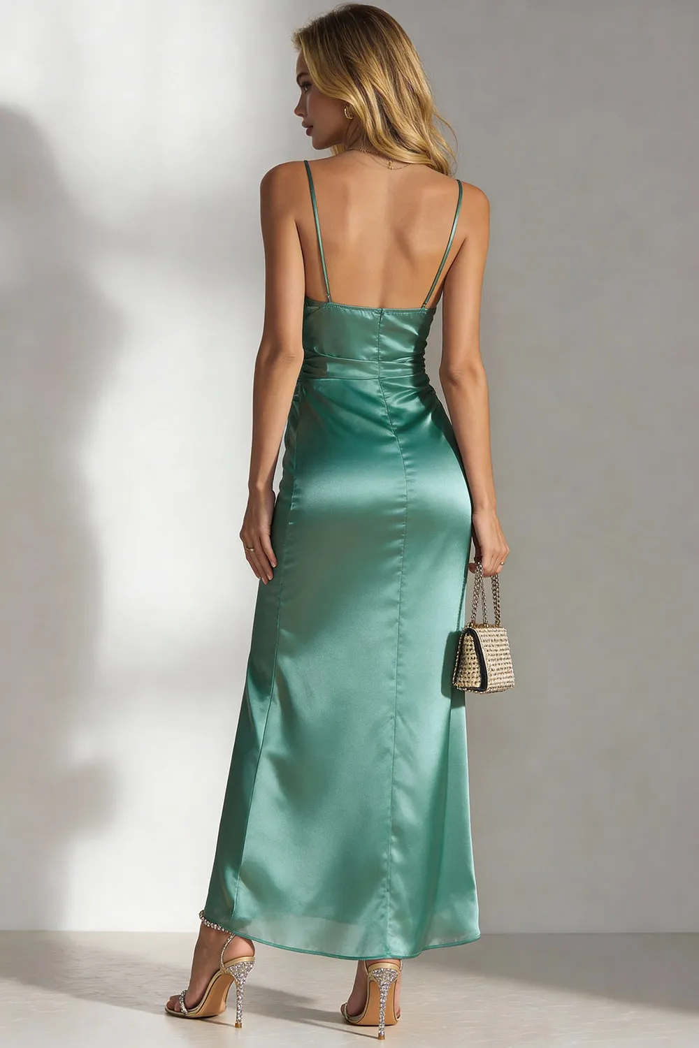Emerald Green Mermaid Ruched Formal Dress with Slit sold by Wedtrend product image thumbnail 2