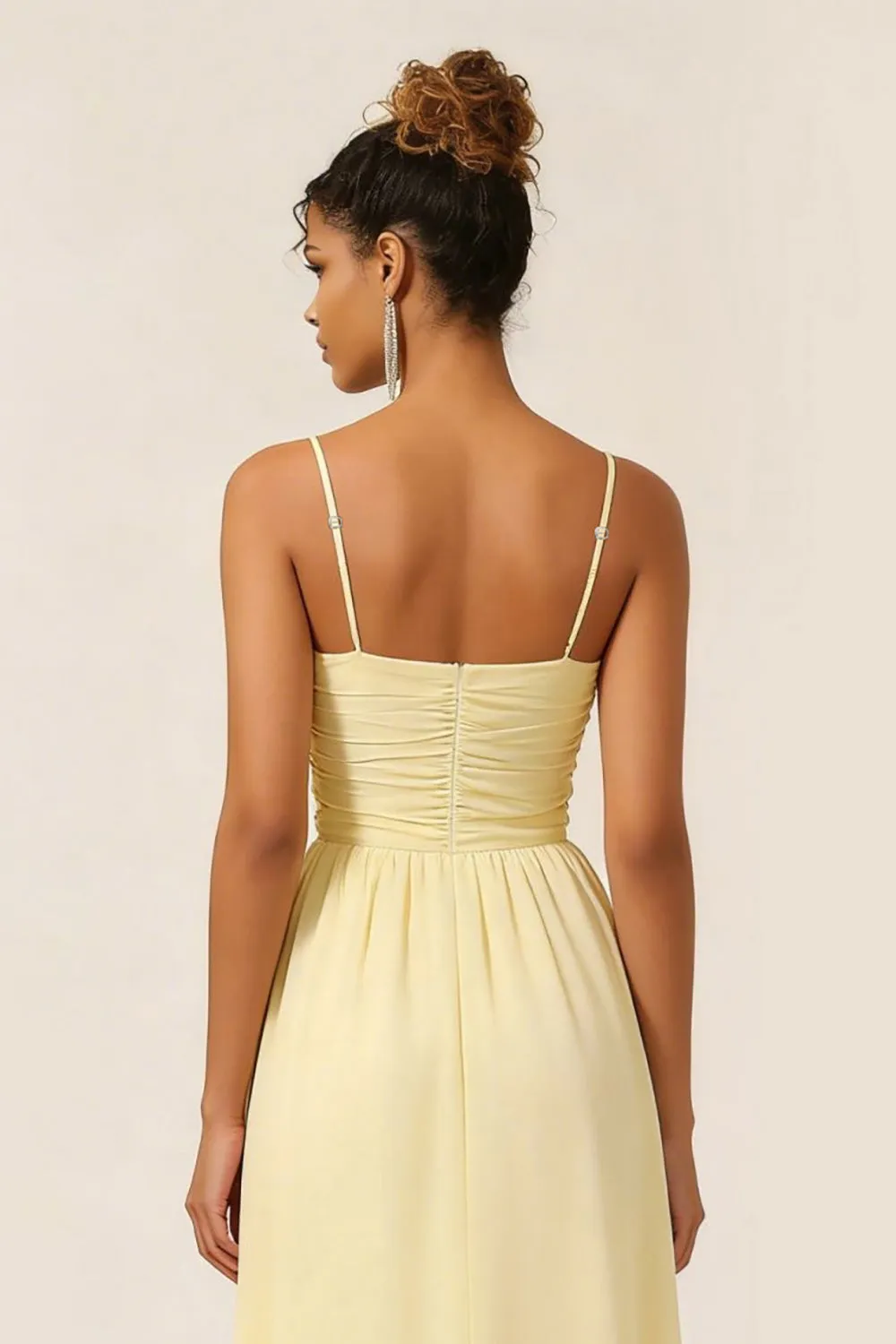 Daffodil A Line Ruched Ruffled Chiffon Bridesmaid Dress with Slit sold by Wedtrend product image thumbnail 4