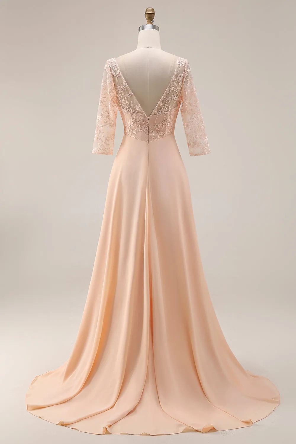 Apricot A Line Applique Mother Of The Bride Dress With Half Sleeves sold by Wedtrend product image thumbnail 2