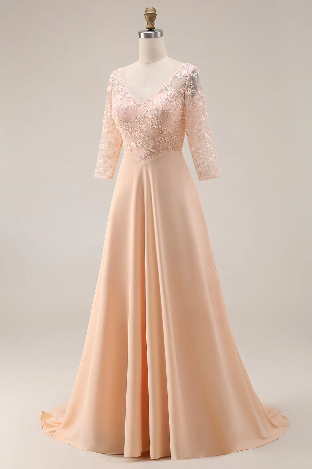 Apricot A Line Applique Mother Of The Bride Dress With Half Sleeves sold by Wedtrend product image thumbnail 5