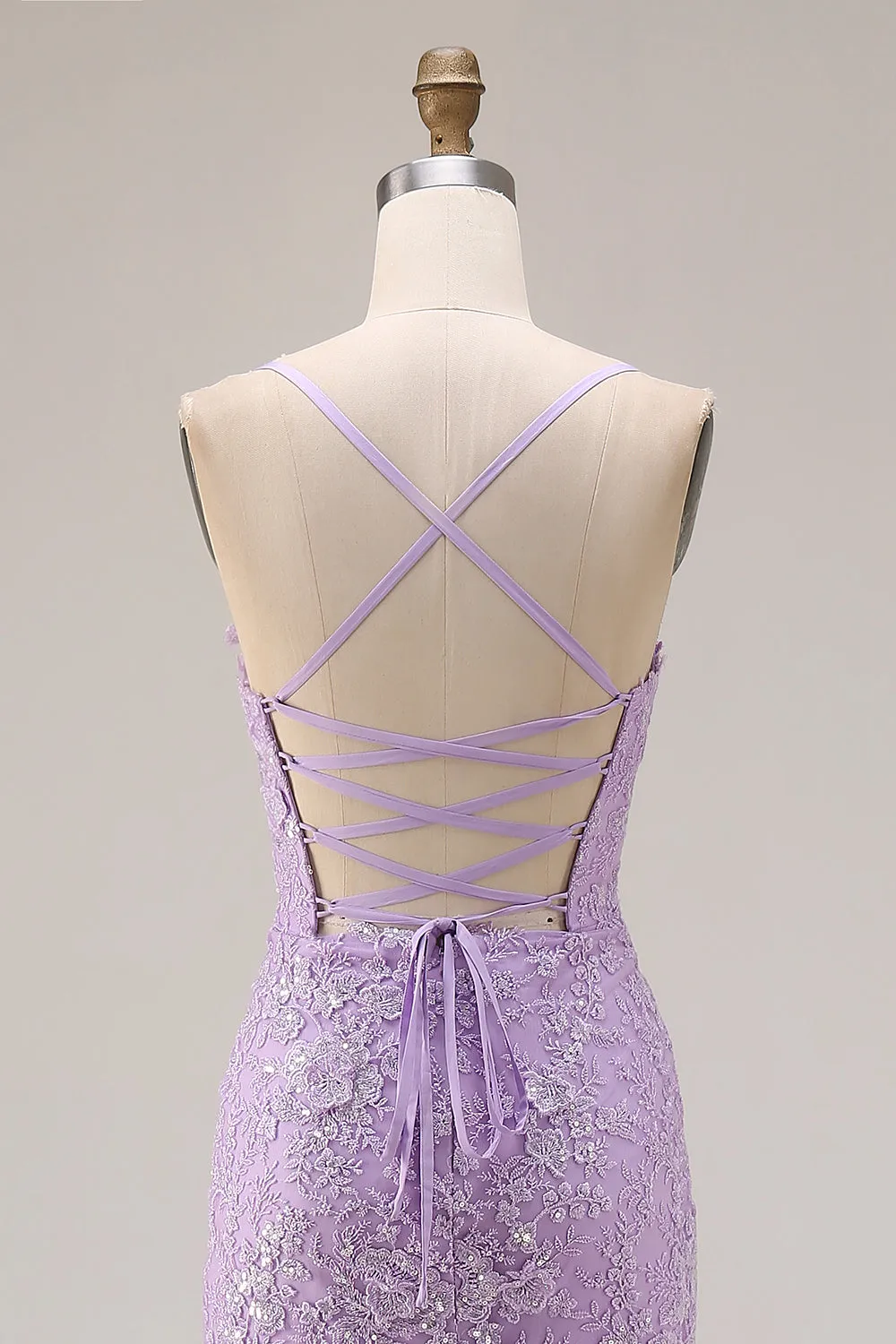 Purple Mermaid Appliqued Tiered Ruffle Long Prom Dress with Slit sold by Wedtrend product image thumbnail 5