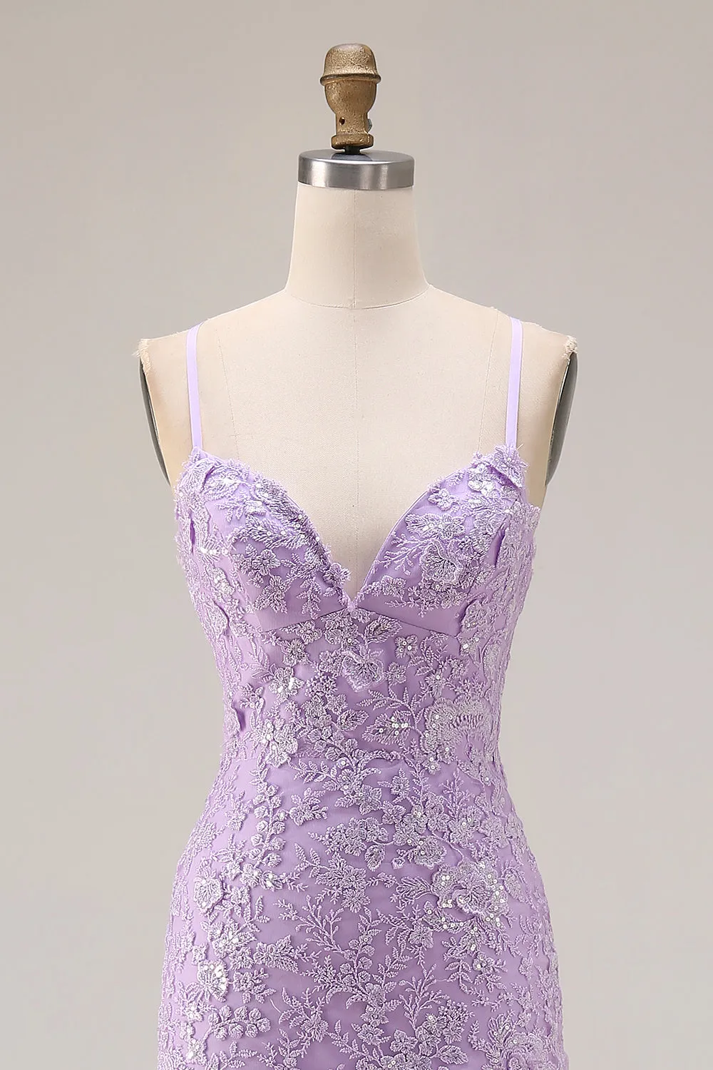 Purple Mermaid Appliqued Tiered Ruffle Long Prom Dress with Slit sold by Wedtrend product image thumbnail 4