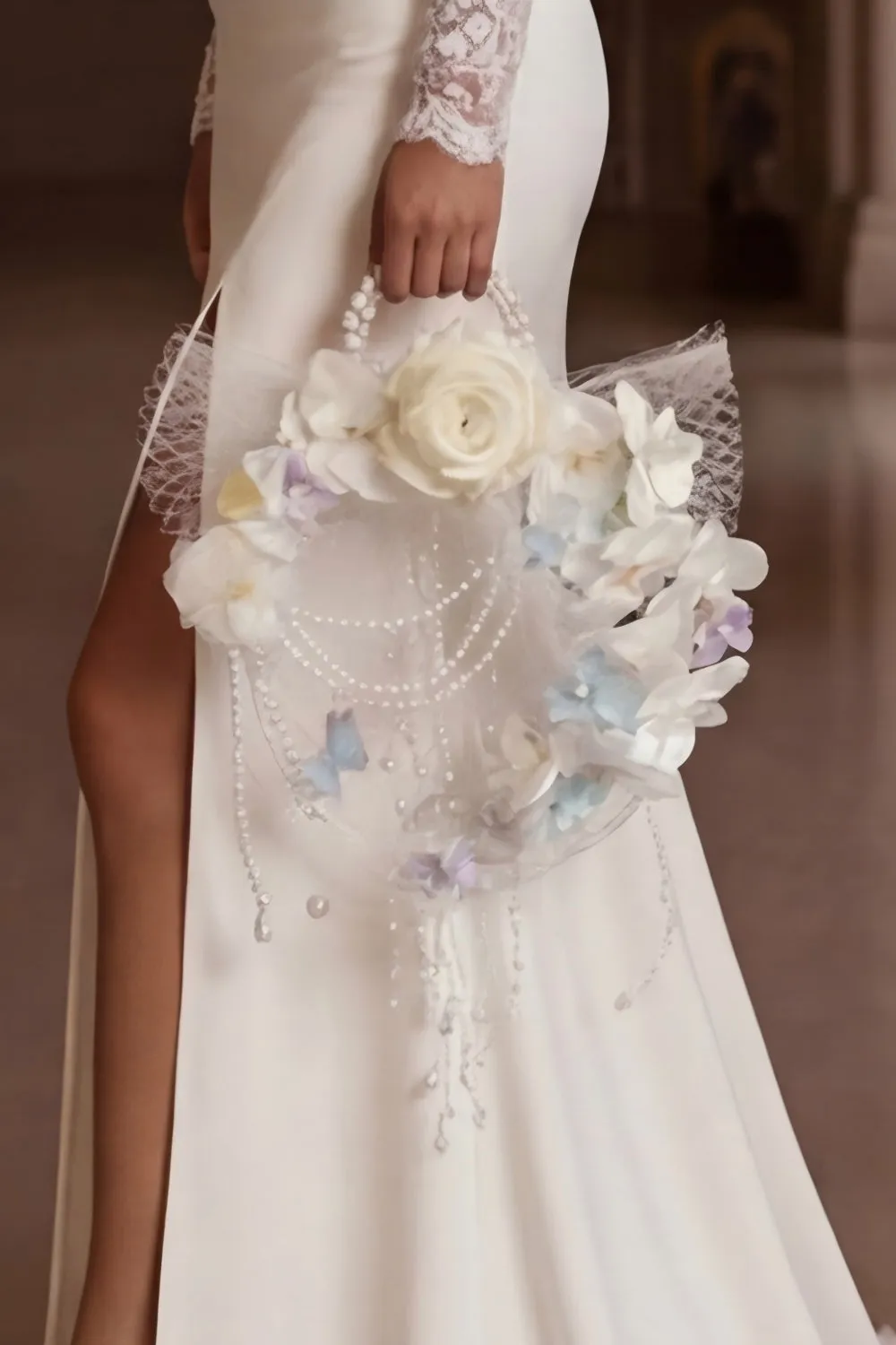 Ivory Pearl Floral Wedding Bouquet with Butterfly Details sold by Wedtrend product image thumbnail 5