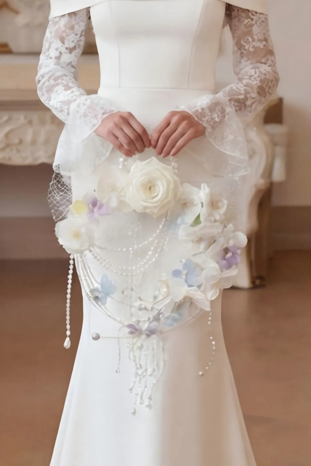 Ivory Pearl Floral Wedding Bouquet with Butterfly Details sold by Wedtrend product image thumbnail 3
