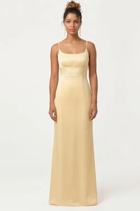Daffodil Sheath Spaghetti Straps Long Bridesmaid Dress sold by Wedtrend